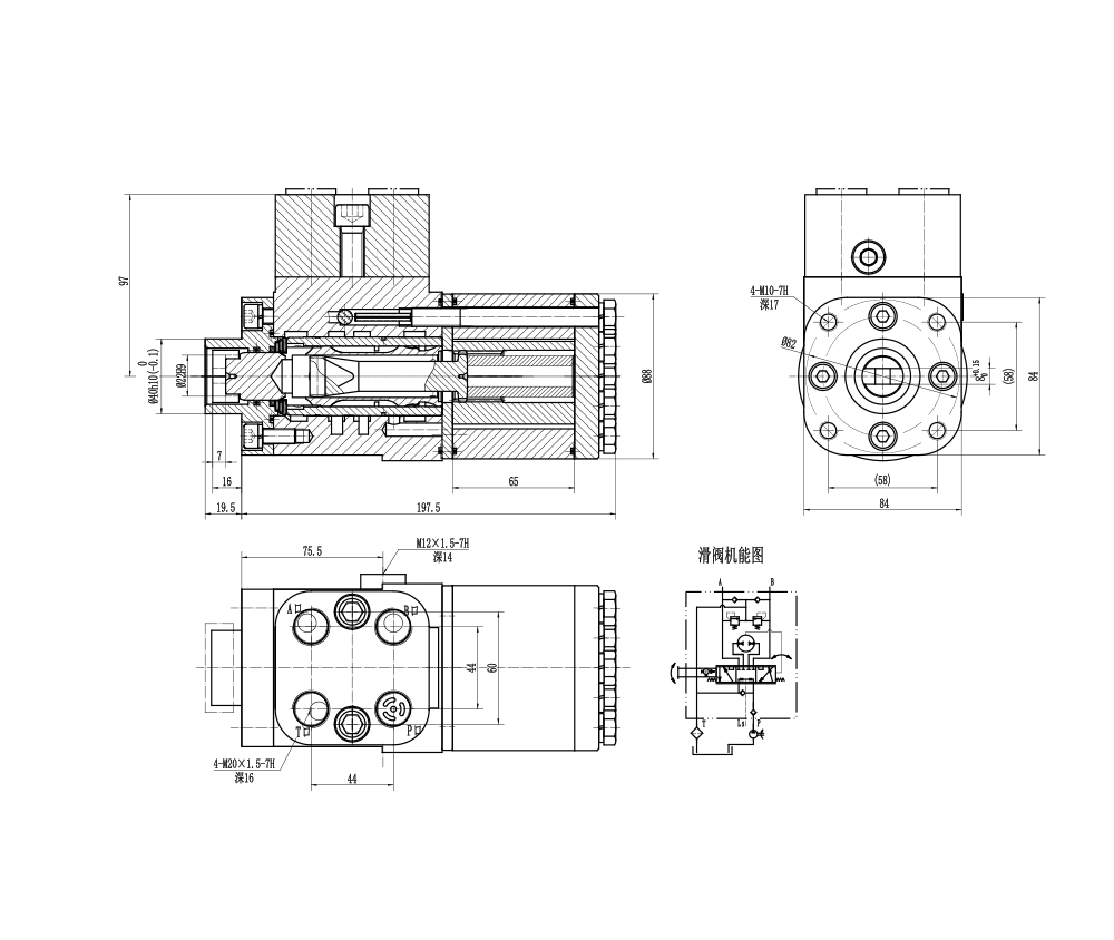 BZZ5-E500C 500 ml/r 38 L/min 转向器 drawing image