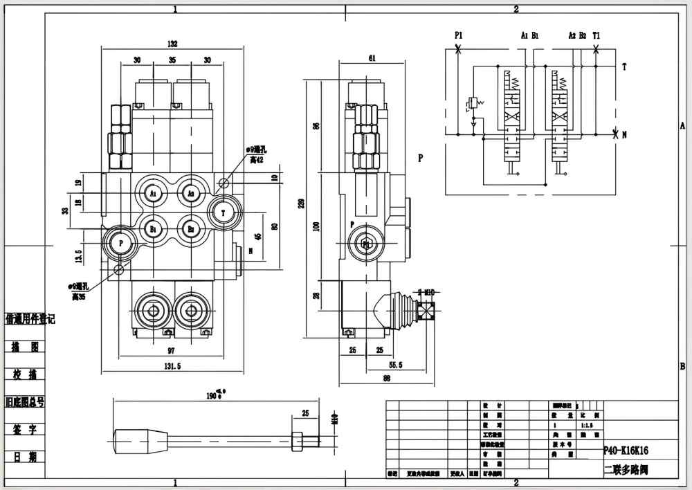 P40-G12-G38-2QTW1 手控 2路 单块式方向阀 drawing image
