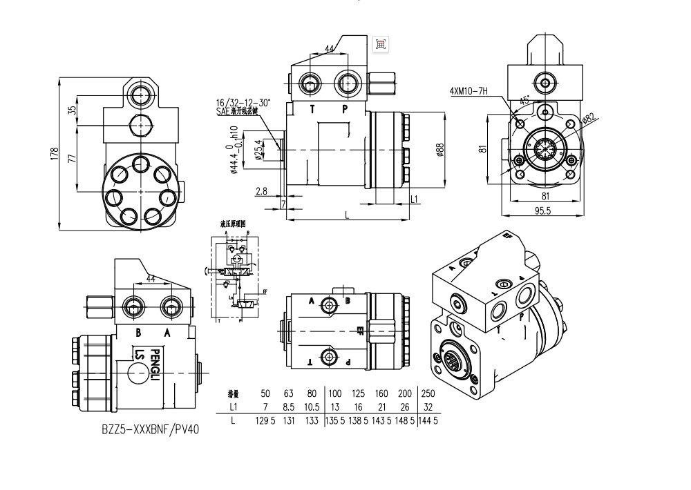 101S-5T-50-PV40 50 ml/r 5 L/min 转向器 drawing image