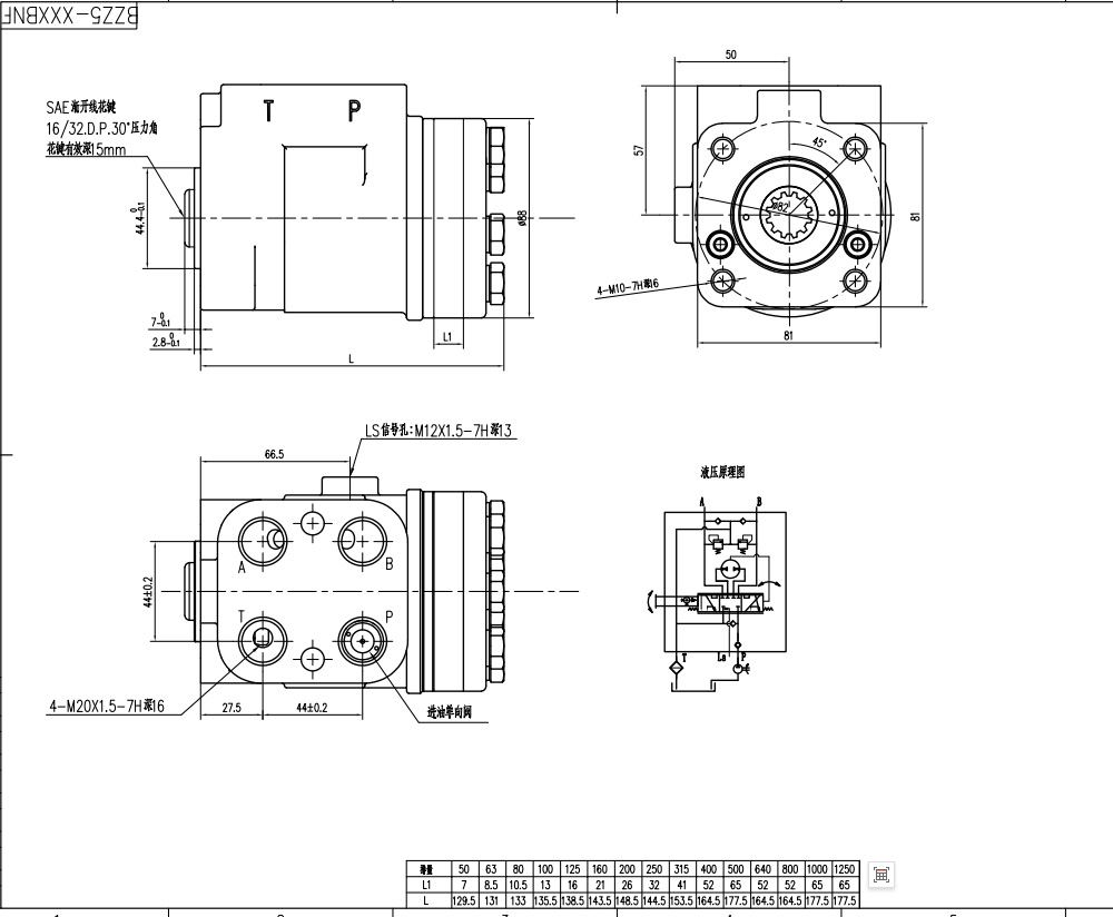 BZZ5-E100BKF 100 ml/r 7.5 L/min 转向器 drawing image