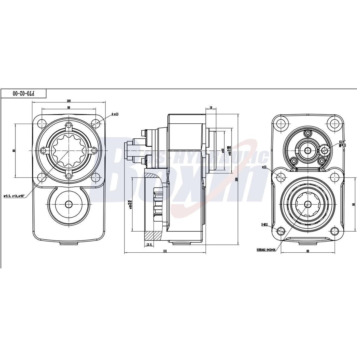 High Torque PTO-03 284Nm Power Take Off Gearbox drawing image