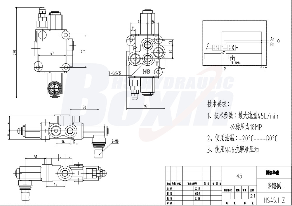 Long-term Strategic Partnership for HS45 Manual 1 Spool Monoblock Valve Distribution drawing image