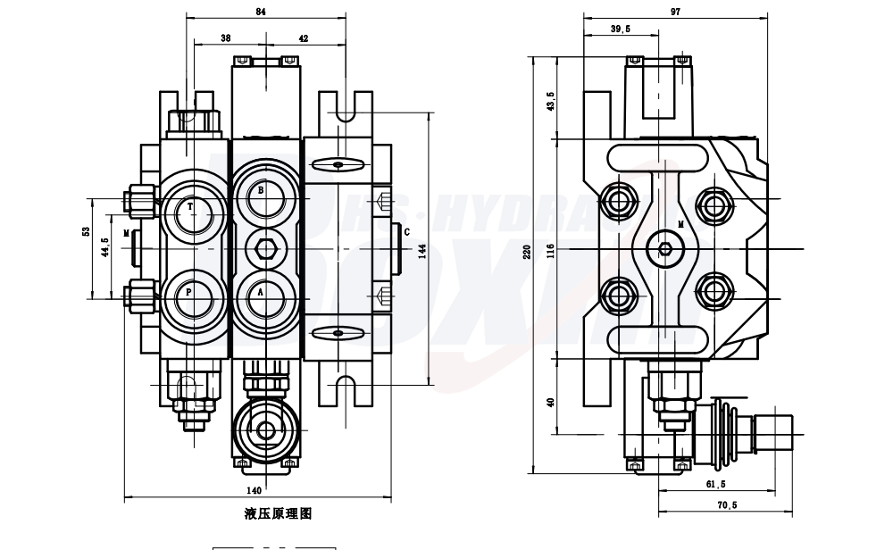 DCV60-JZTAW-J Manual 1 Spool Sectional Directional Valve drawing image